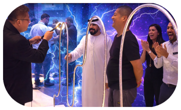 Giant Buzz Wire rental in Dubai with custom branding and wire shape for corporate events, brand activations, and carnival games in the UAE